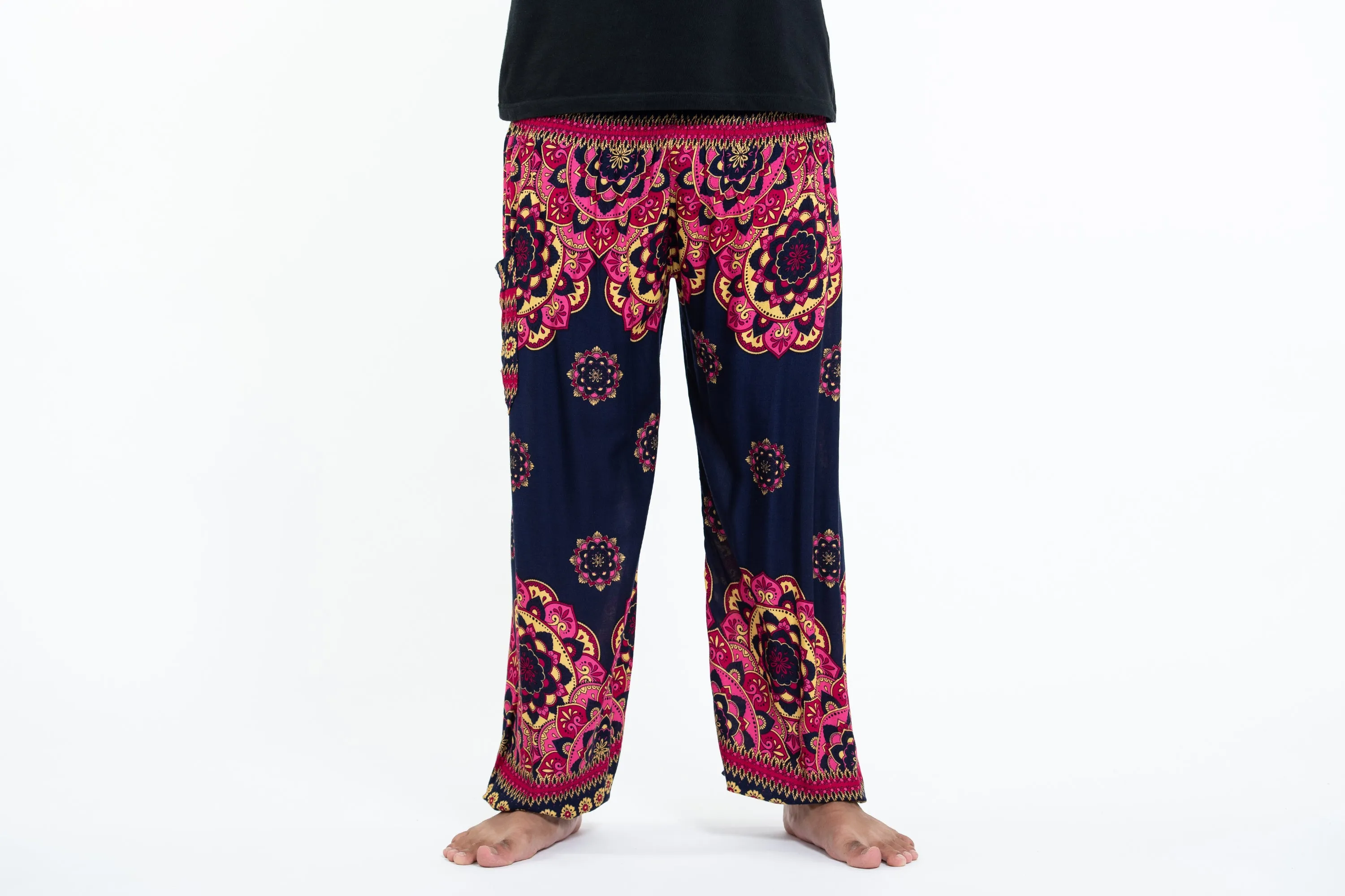 Lotus Mandalas Men's Harem Pants in Navy