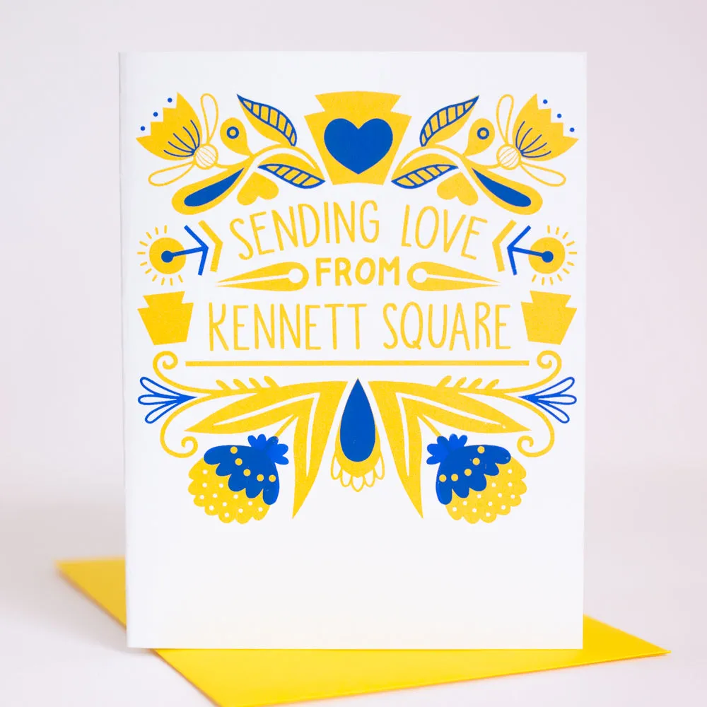 Love from Kennett Square greeting card, folk art Kennett Square greeting card, made in Pennsylvania