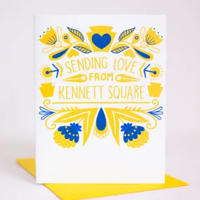 Love from Kennett Square greeting card, folk art Kennett Square greeting card, made in Pennsylvania