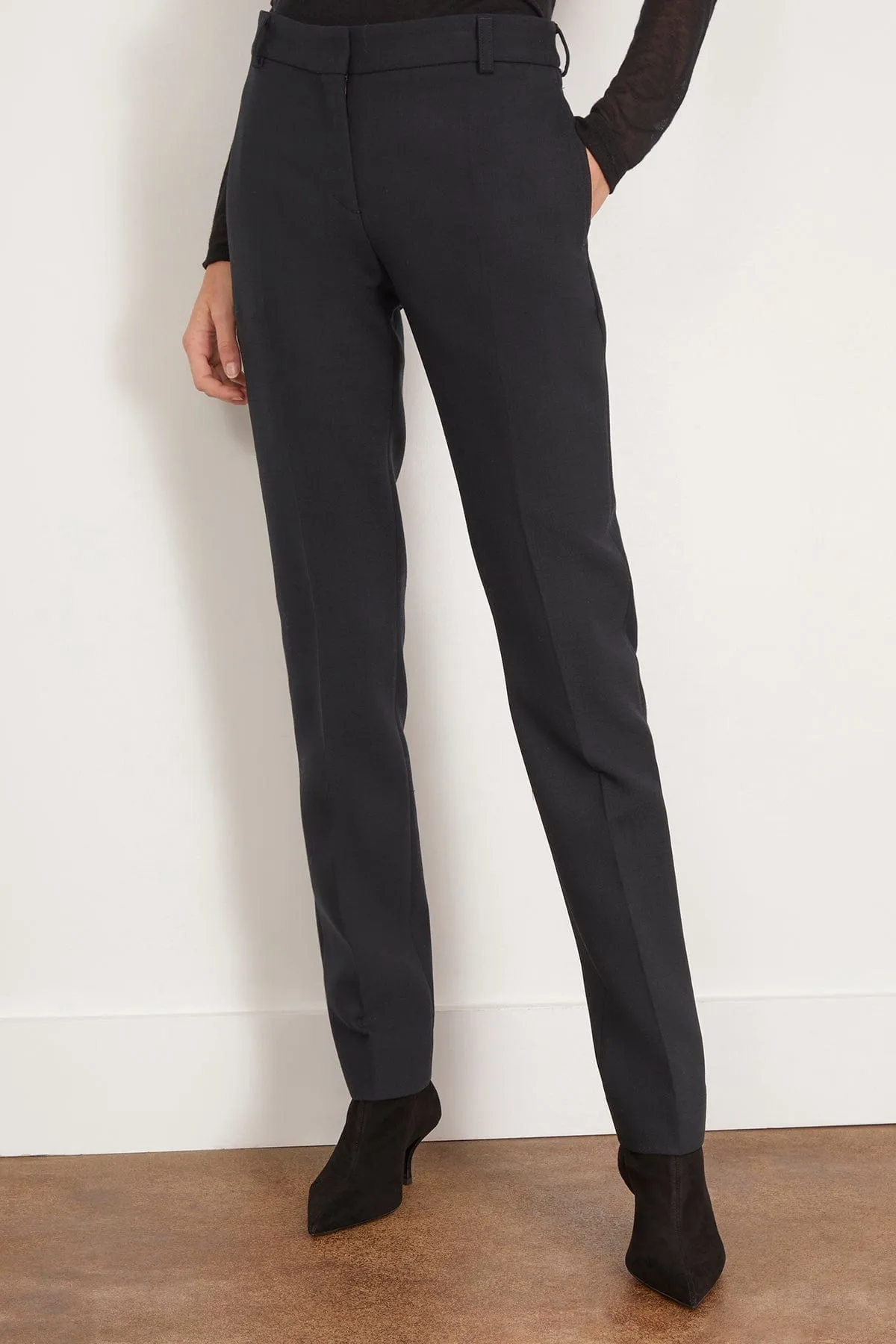 Low-Waist Slim Trousers in Black