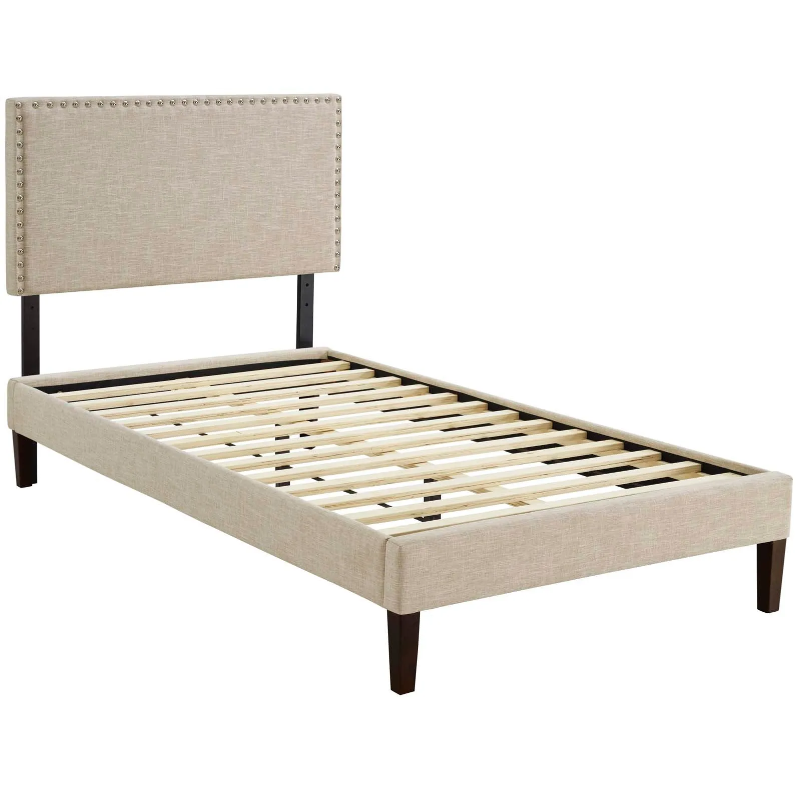 Macie Fabric Platform Bed with Squared Tapered Legs