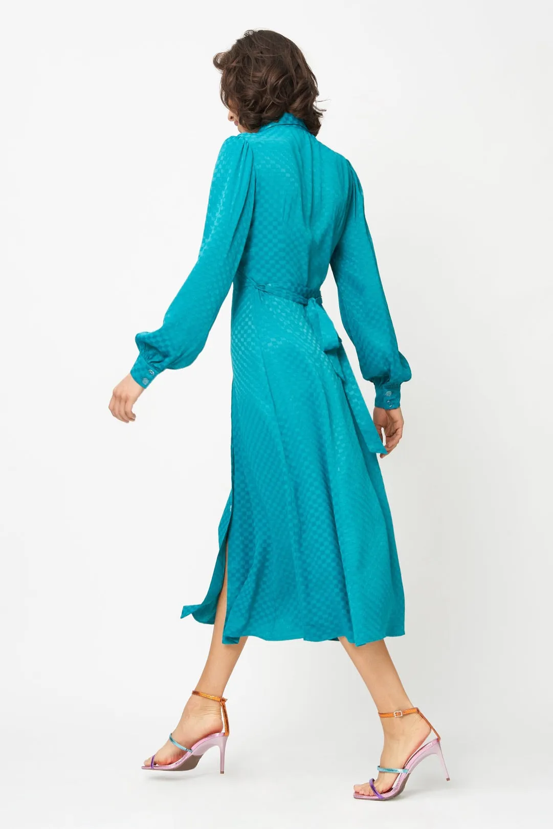 Maeve Dress Teal Checkerboard