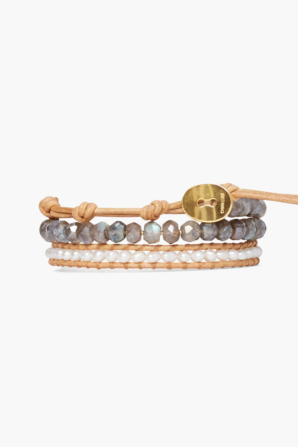 Mano Triple Wrap Bracelet White Pearl Mix