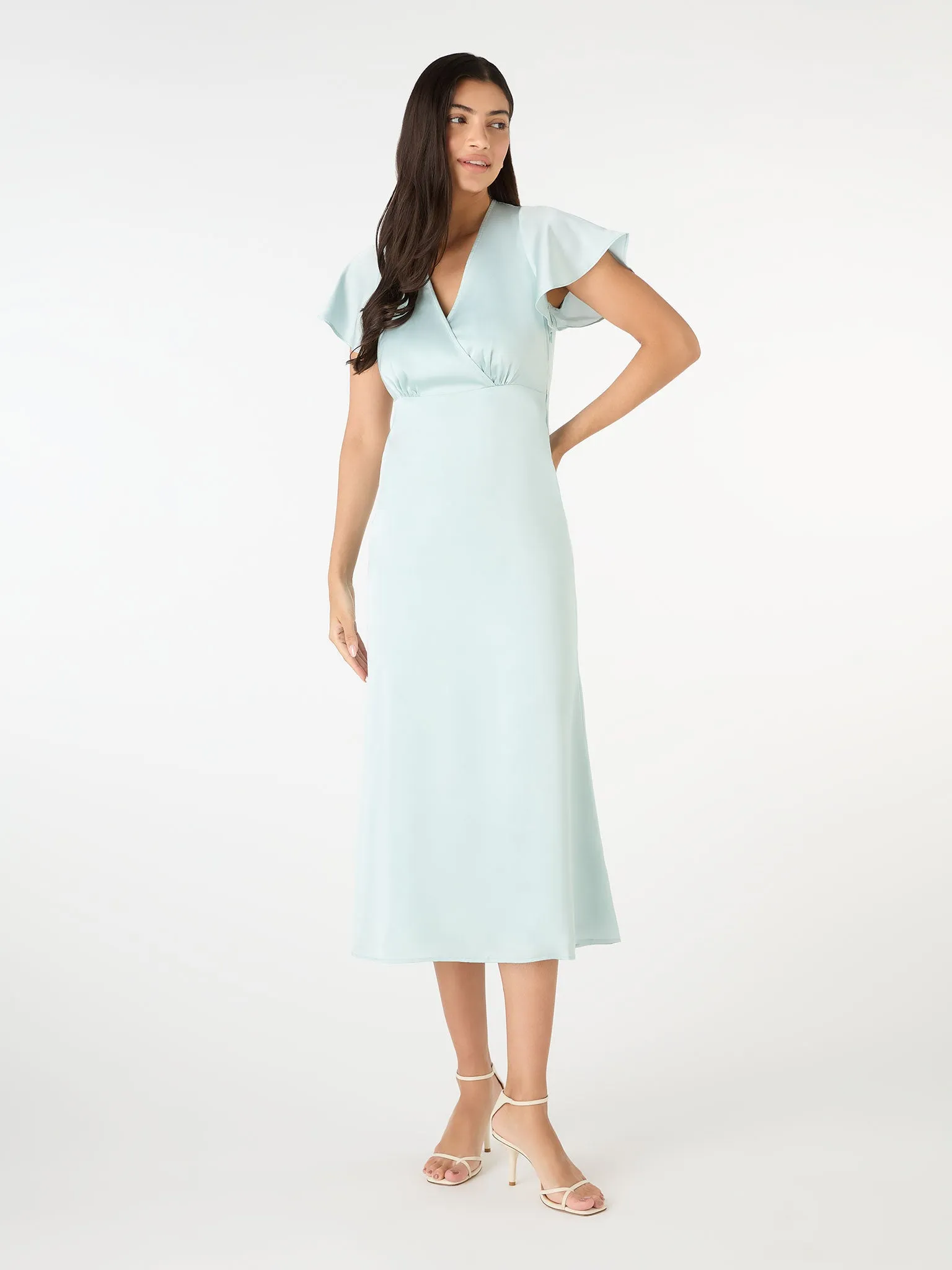 Mattox Midi Dress in Seafoam Blue