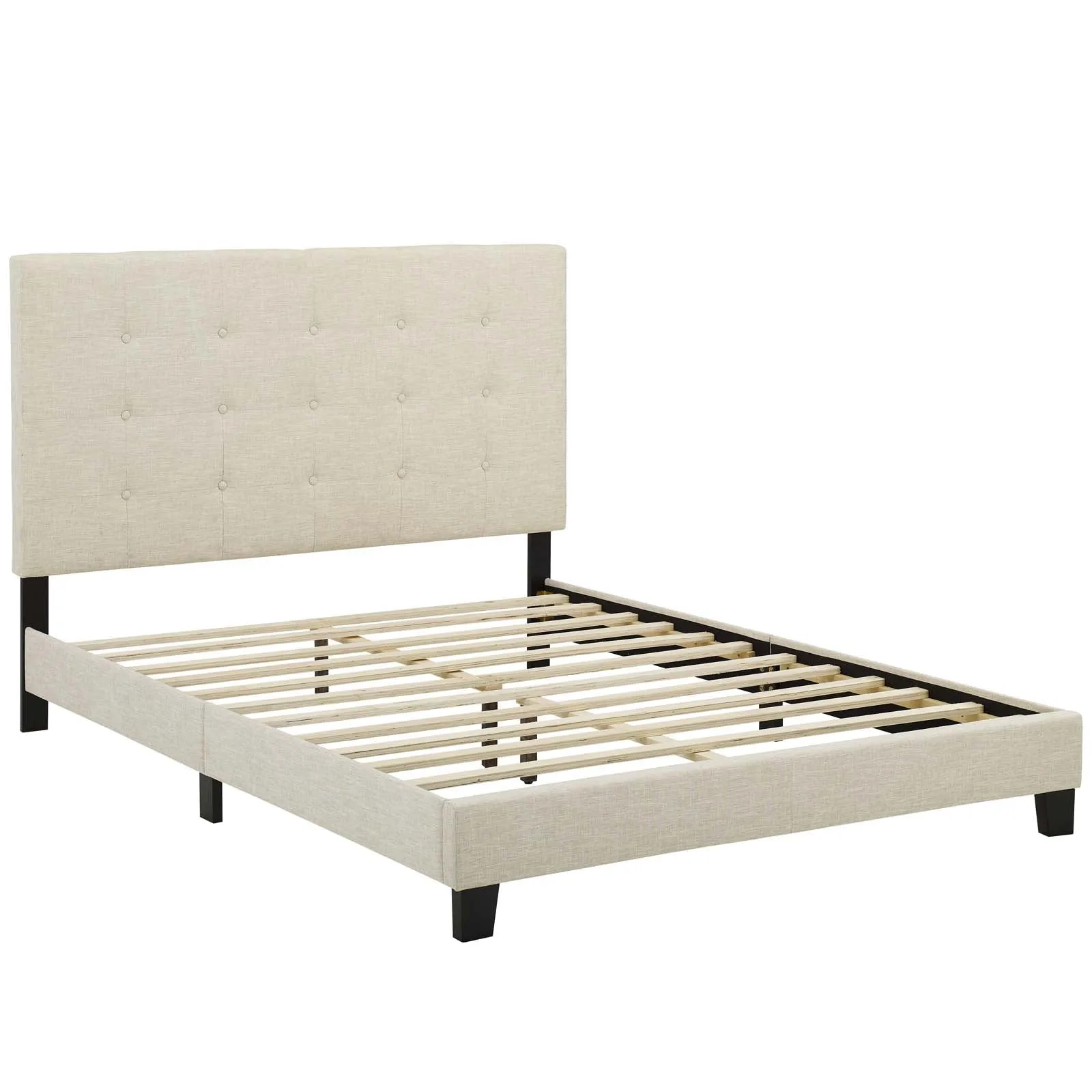 Melanie Tufted Button Upholstered Fabric Platform Bed