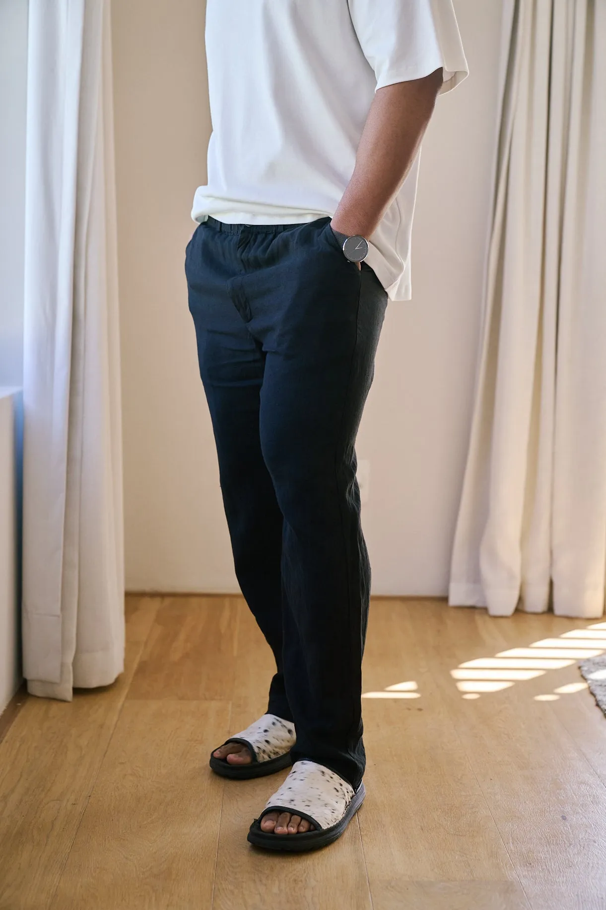 Mens Classic Linen Pants | Black