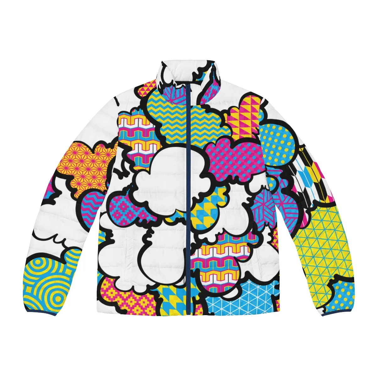 Men's CMYK Graffiti Clouds Puffer Jacket 001