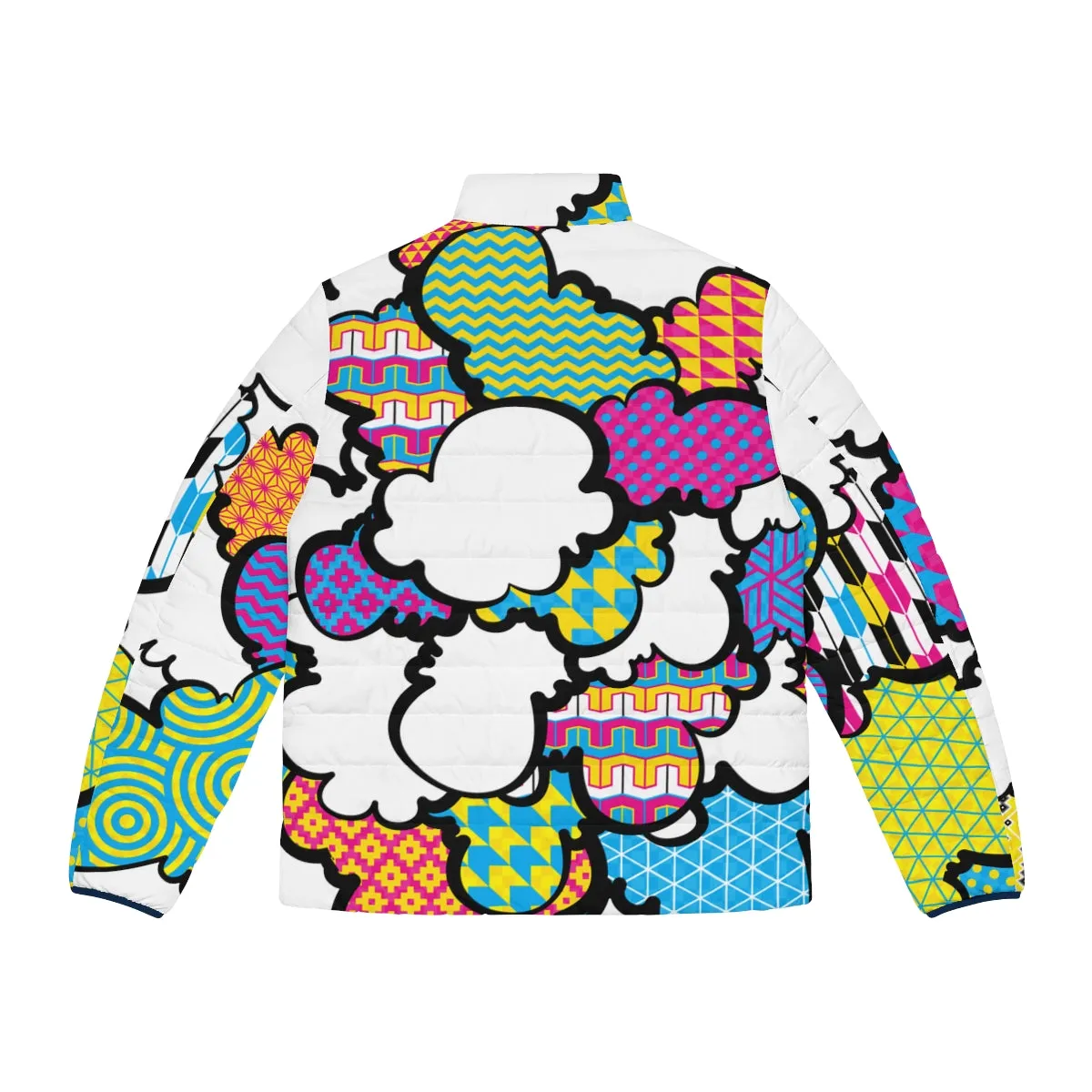 Men's CMYK Graffiti Clouds Puffer Jacket 001