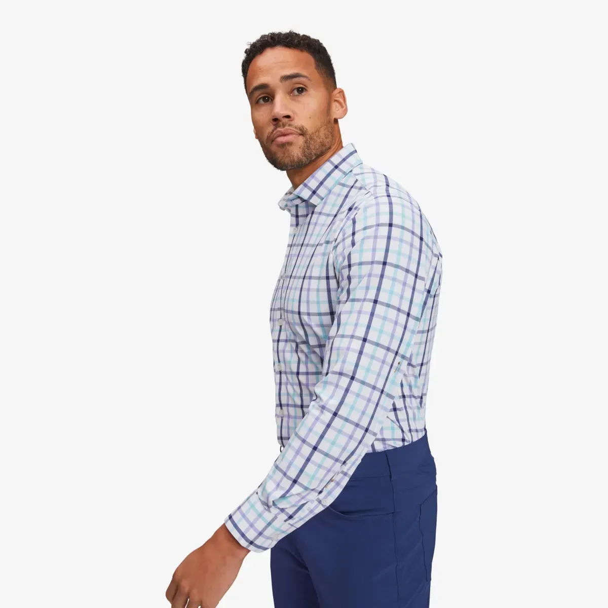 Men's Mizzen   Main | Leeward Dress Shirt | Lavender Blue Plaid