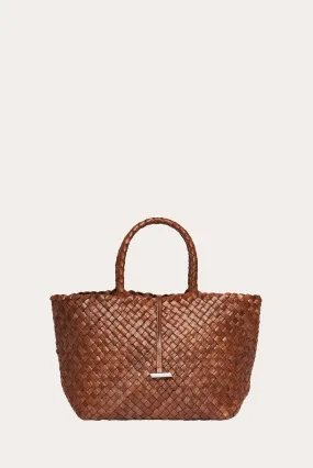 Midi Leather Basket Light Brown