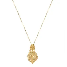 Mini Gold Plated Sterling Silver Filigree Queen Pendant Necklace