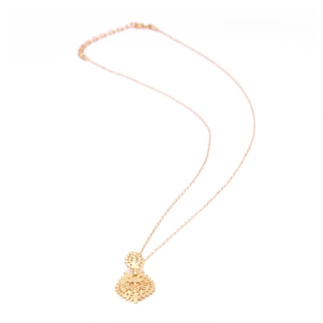 Mini Gold Plated Sterling Silver Filigree Queen Pendant Necklace