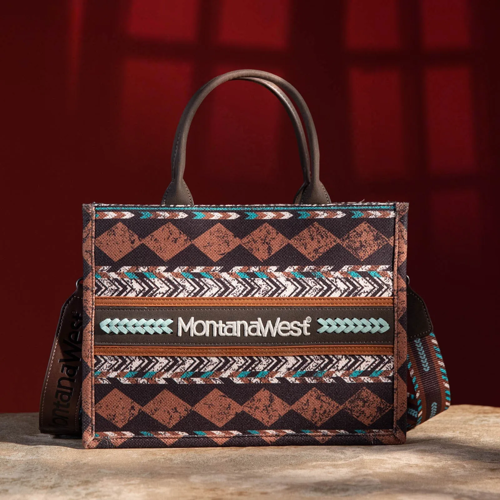 Montana West Southwestern Print Crossbody Tote Bag