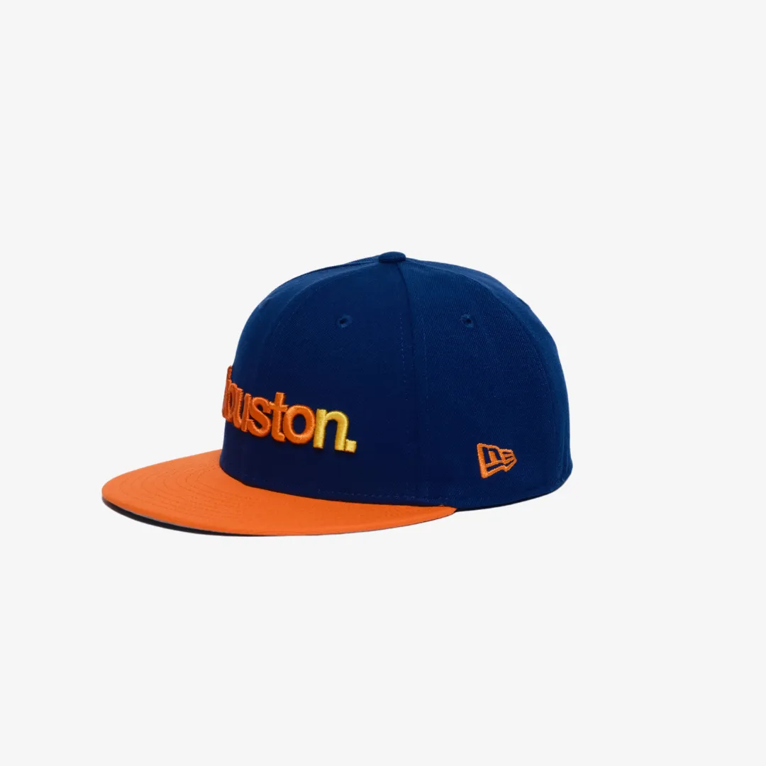 new era x premiumgoods. houston. 2tone 59fifty fitted (royal/orange)