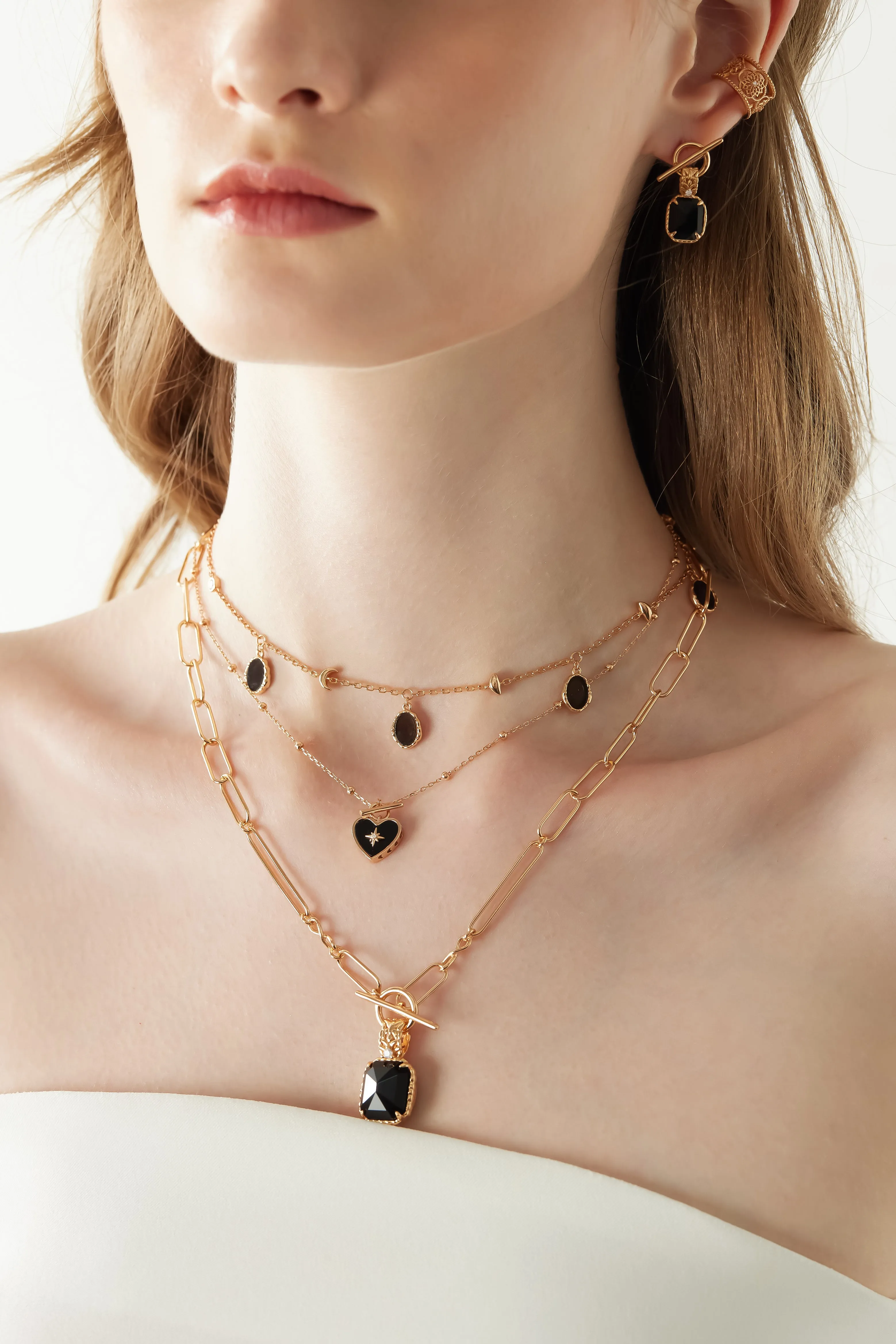 Obsidian Gold Toggle Necklace - Lover