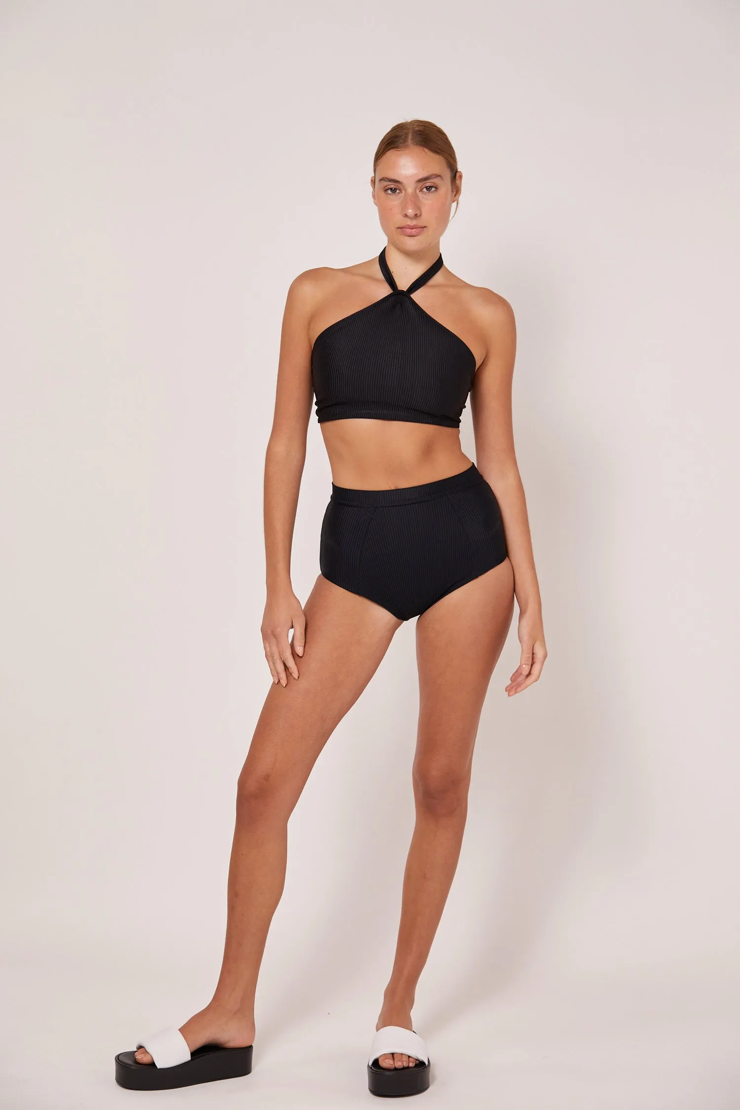 OLIVIA MULTI WAY HALTER BIKINI TOP - BLACK