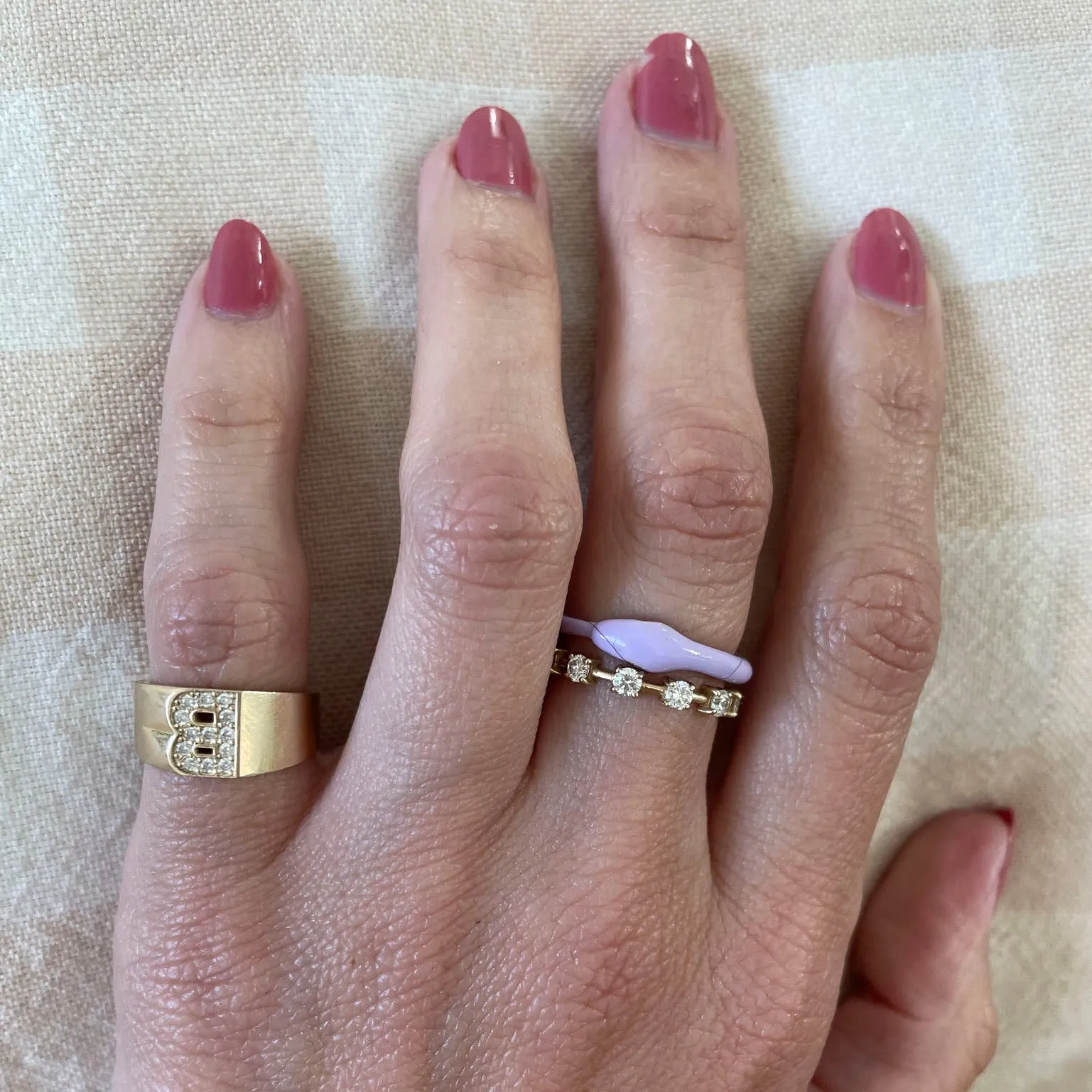 Pavé Letter Ring