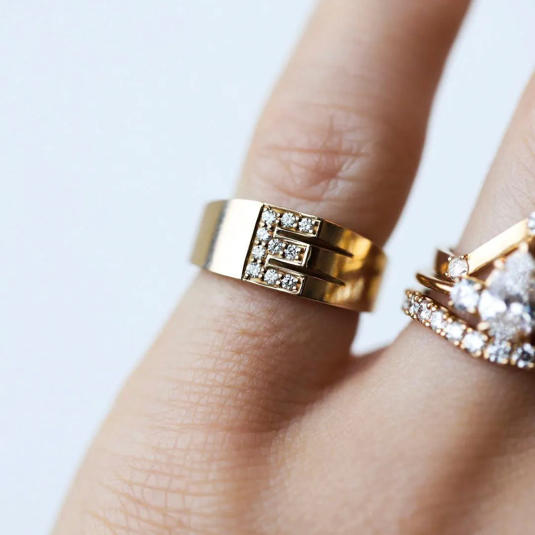 Pavé Letter Ring