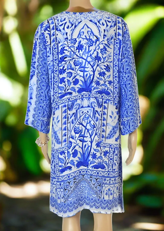 Peacock Silk Hand beaded Tunic Dress by Fashion Spectrum