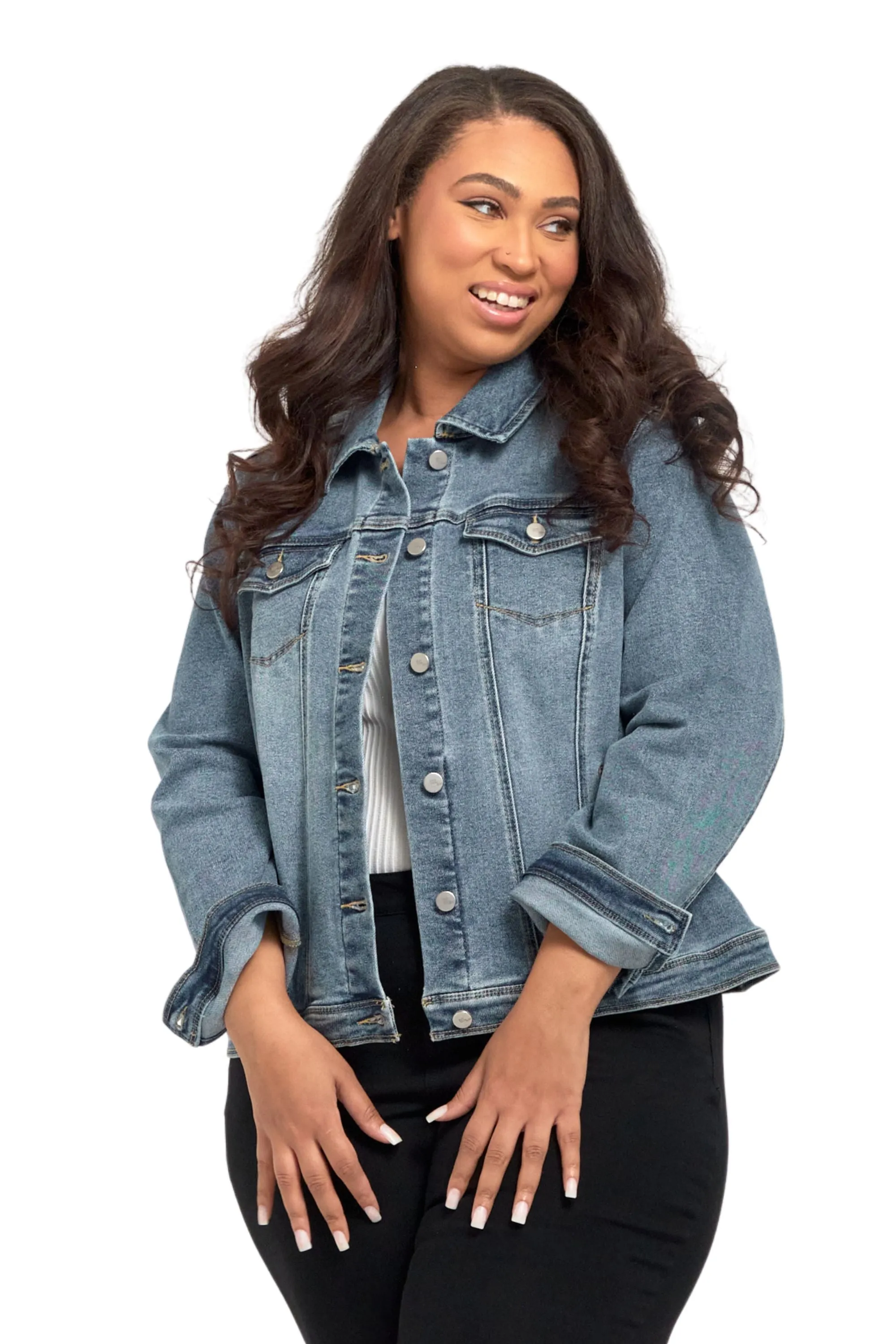 Plus Eco Trucker Denim Jacket in Mariah