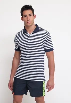 Polo Linen Stripes - Navy Blue/Bianco