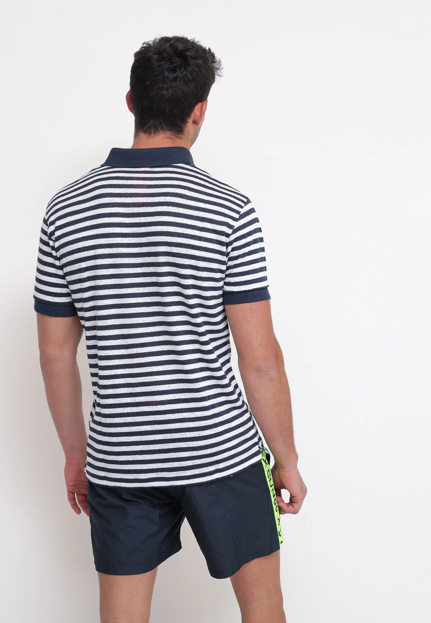 Polo Linen Stripes - Navy Blue/Bianco