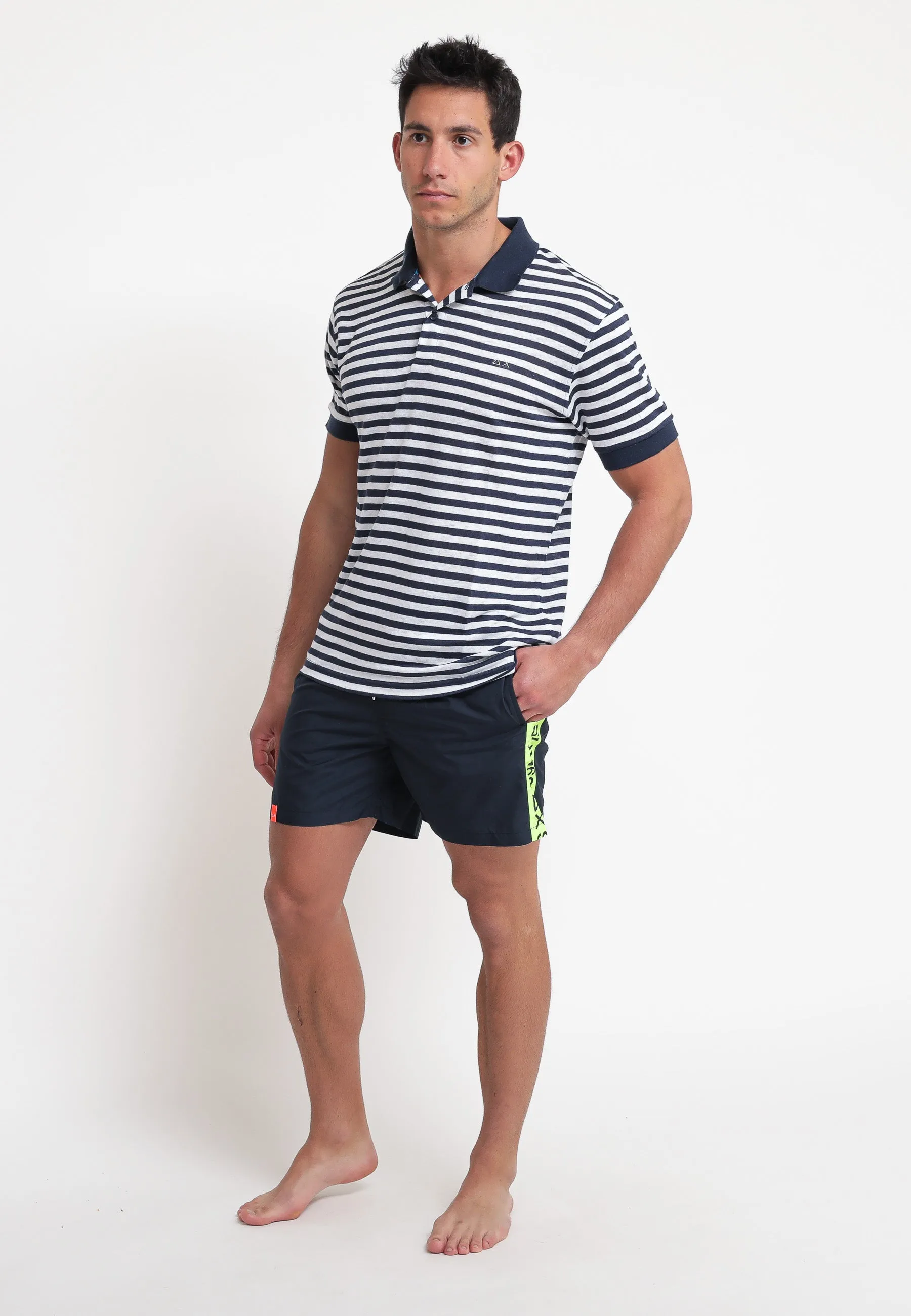 Polo Linen Stripes - Navy Blue/Bianco