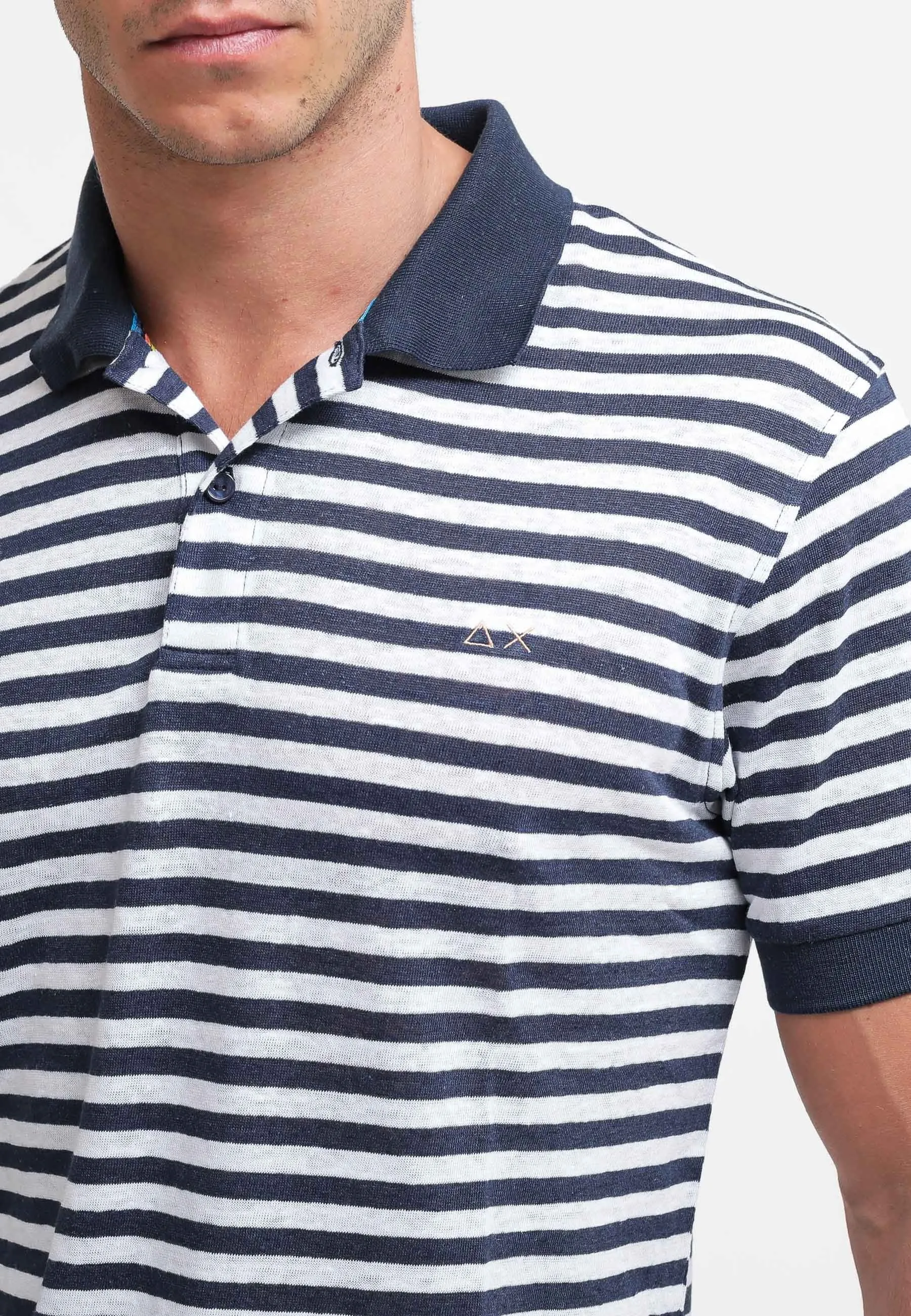 Polo Linen Stripes - Navy Blue/Bianco