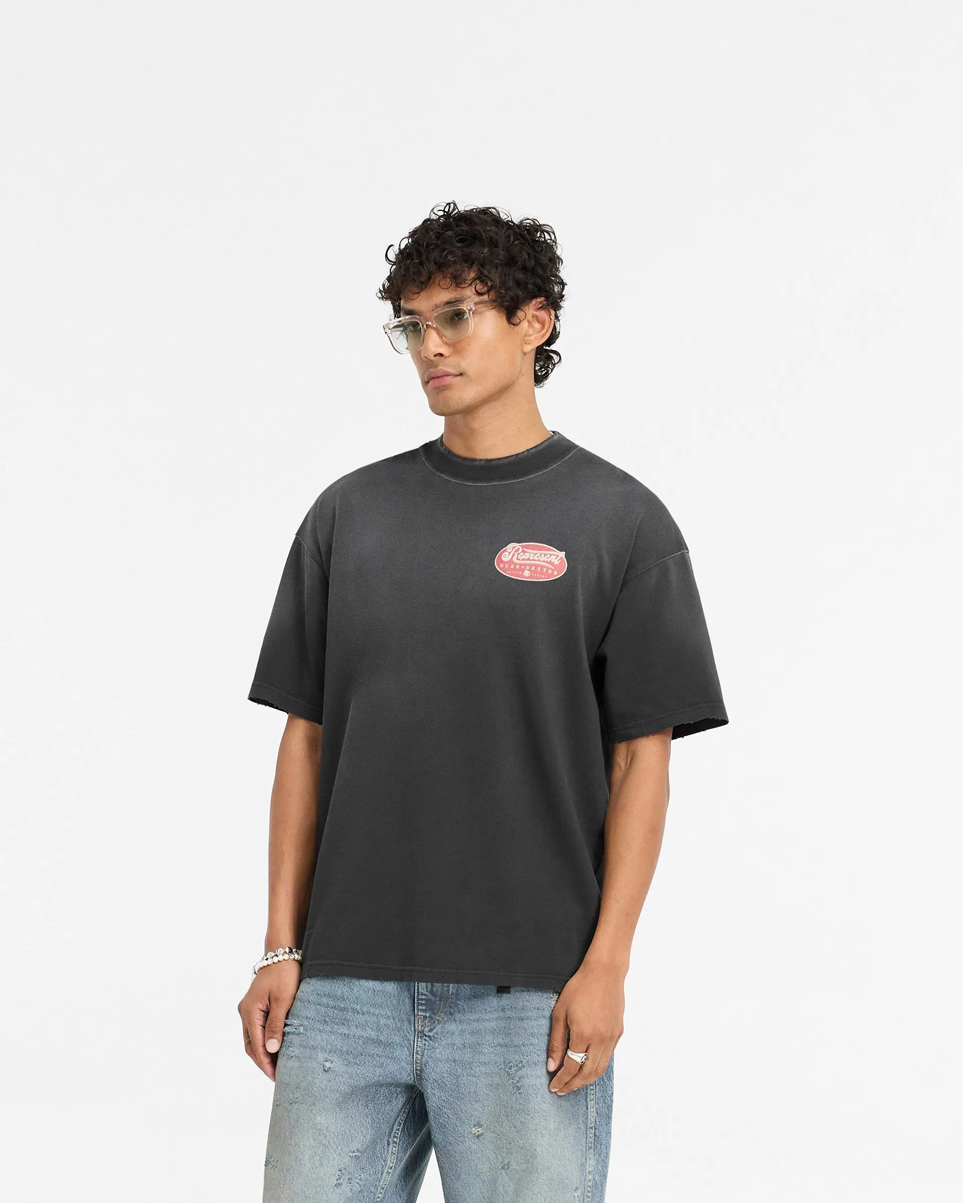 Represent X Duke   Dexter British Luxury T-Shirt - Stained Black