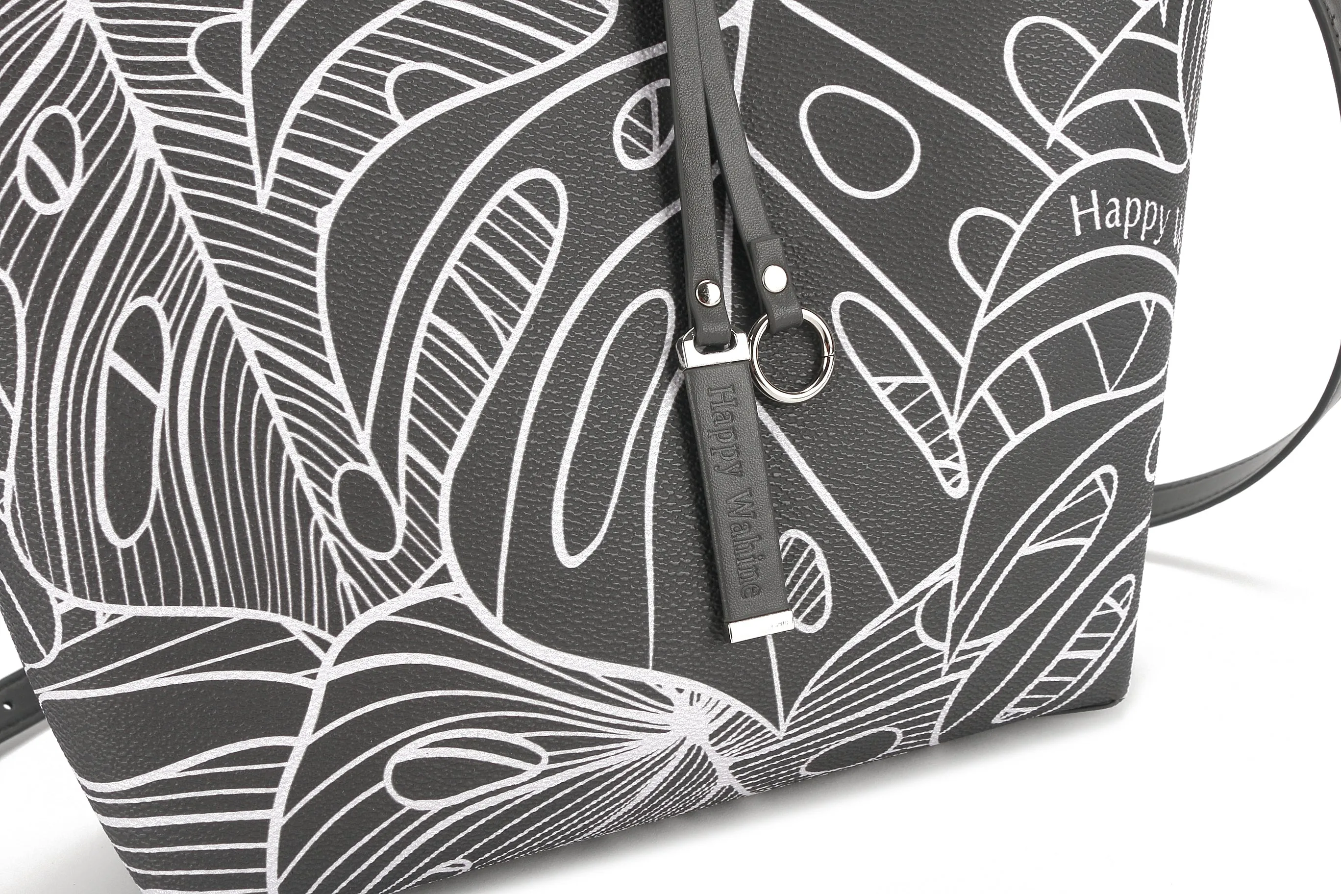 Reversible Tote Nancy Small Monstera Lines Grey