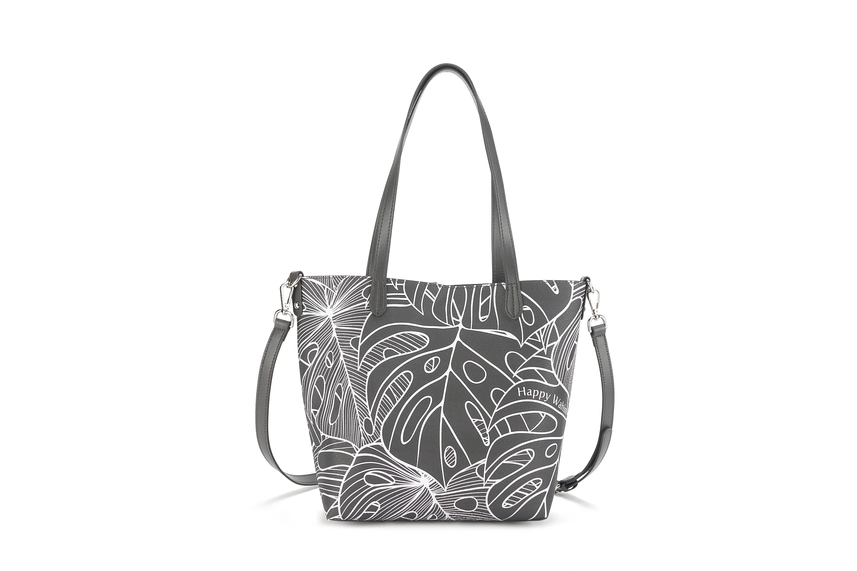 Reversible Tote Nancy Small Monstera Lines Grey