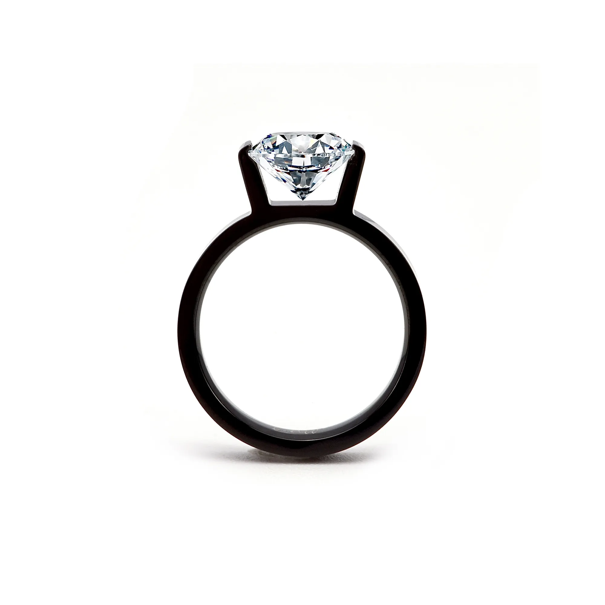 RG228B B.Tiff 2 ct Cushion Cut Black Anodized Stainless Steel Engagement Ring