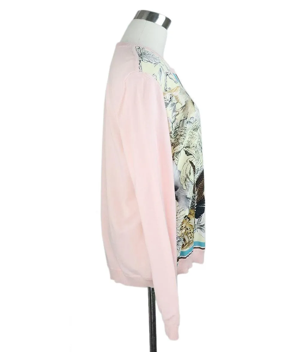 Roberto Cavalli Pink Cream Silk Wool Sweater sz 10