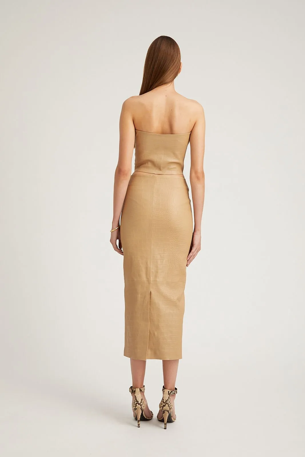 Sahara Embossed Leather Tube Skirt