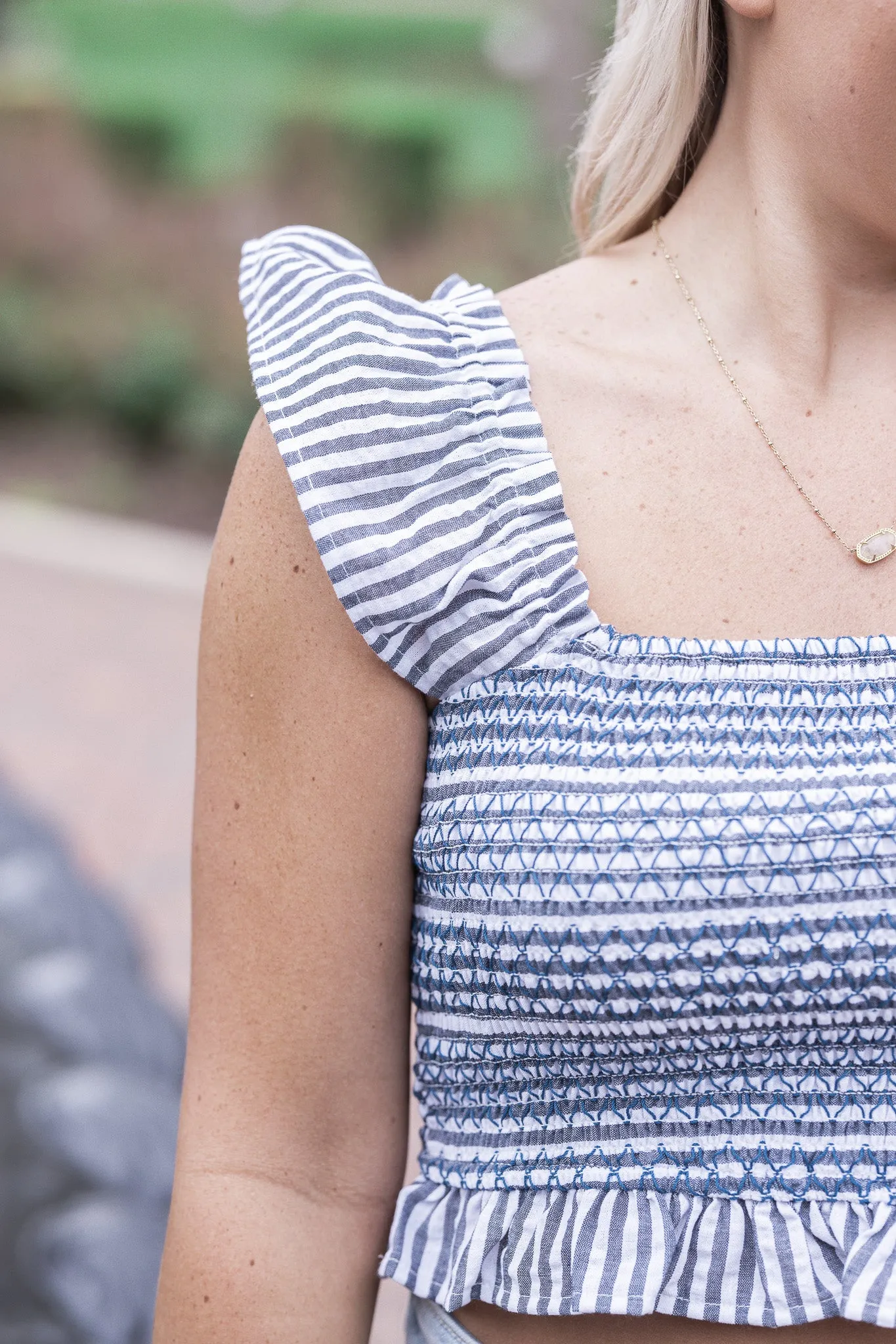 Sail Away Smocked Cropped Top