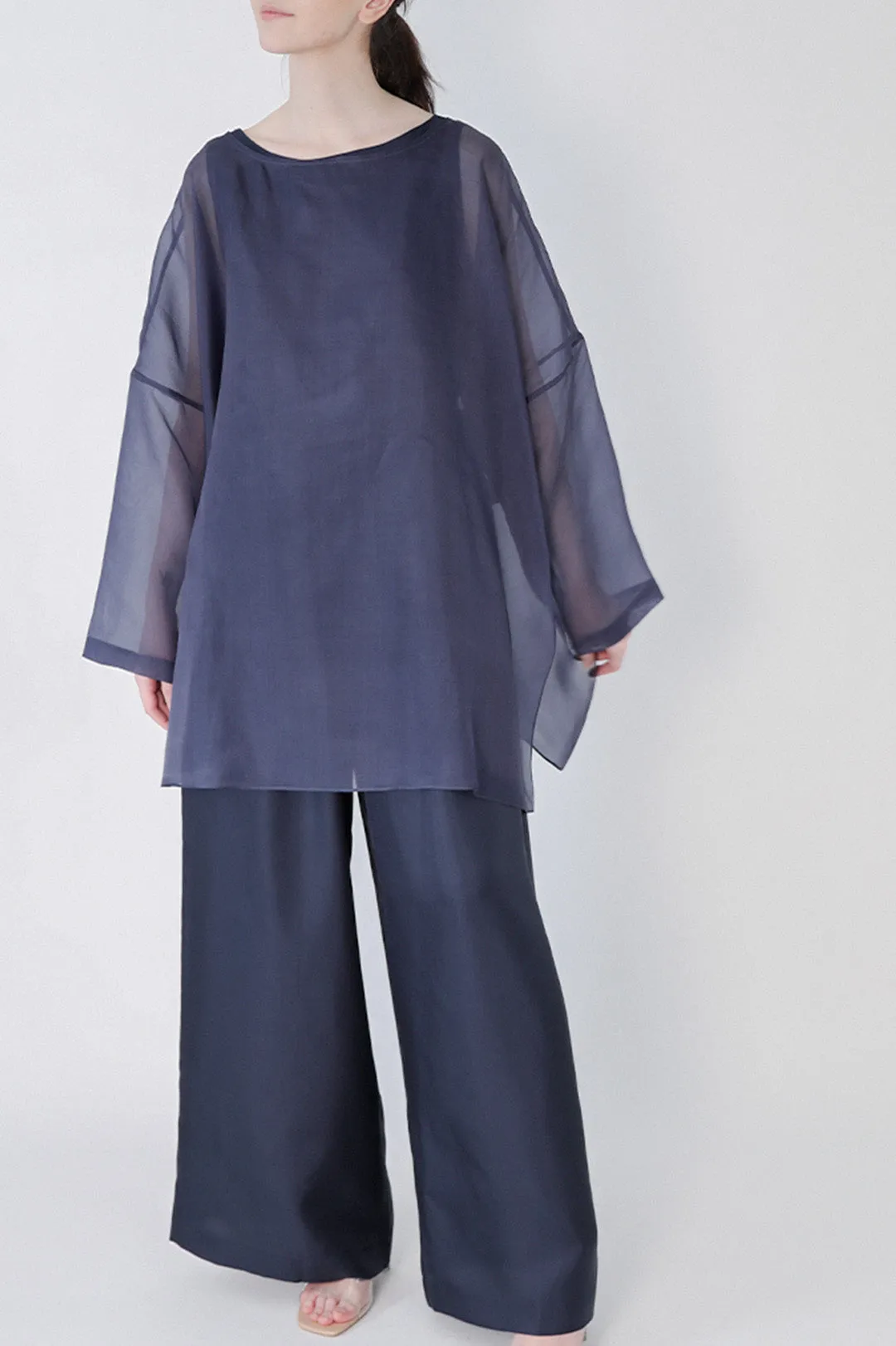 SAMIRA ONE-SIZE TUNIC IN SILK ORGANZA WITH BELT