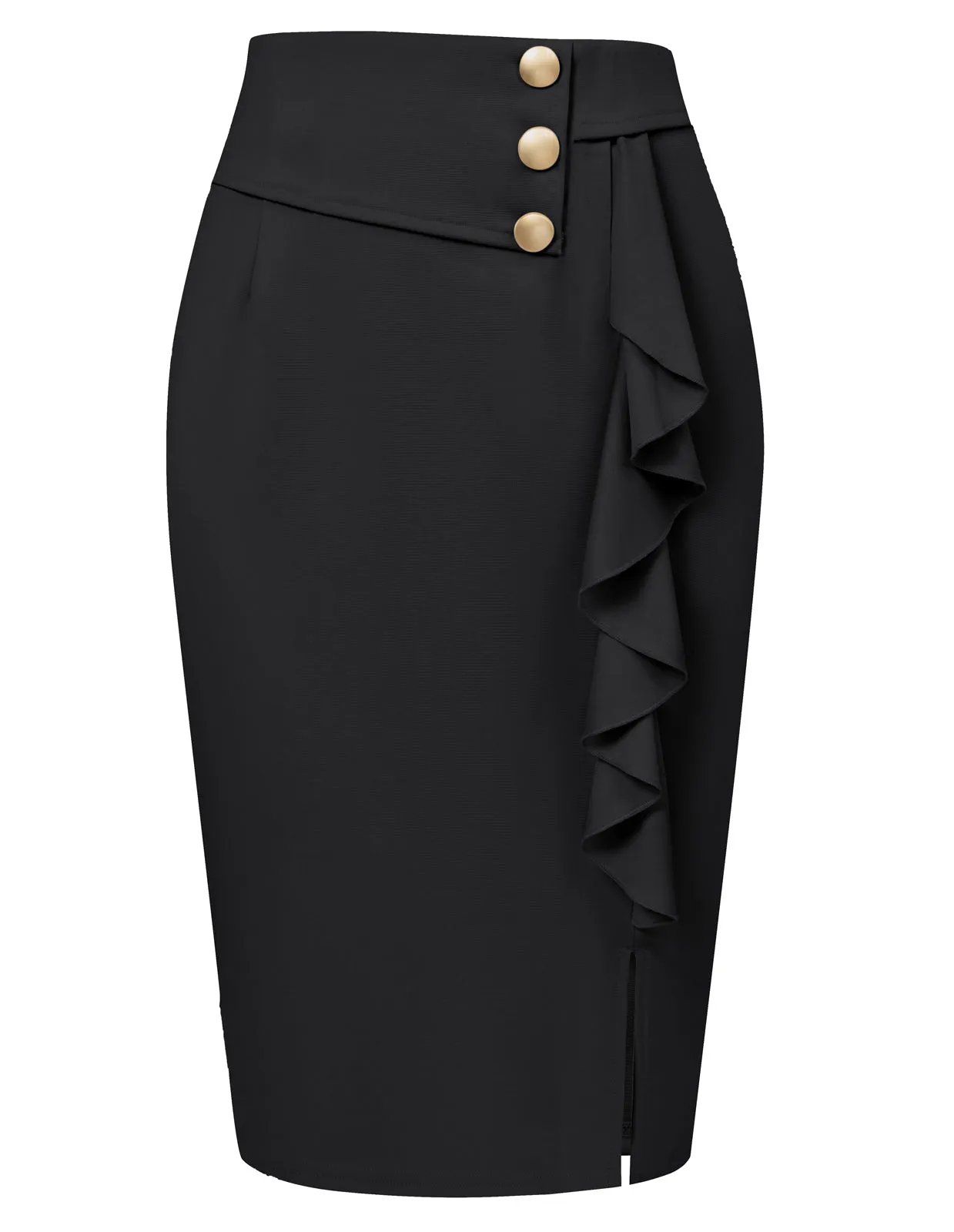 Seckill Offer⌛Front Slit Skirt High Waist Ruffle Decorated Bodycon Skirt