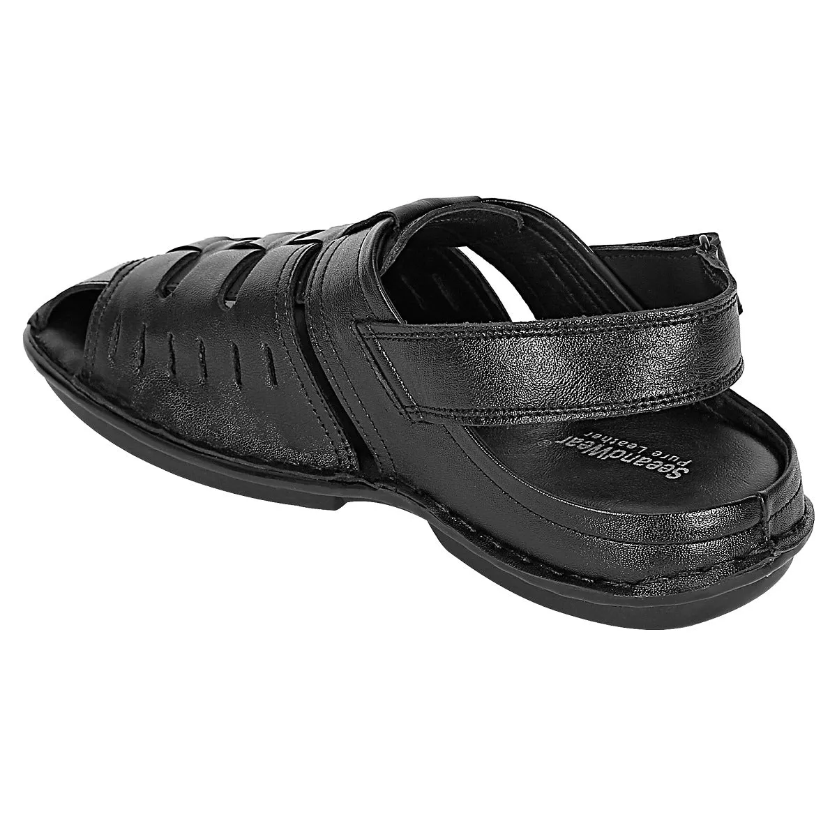 SeeandWear Men Leather Black Sandal