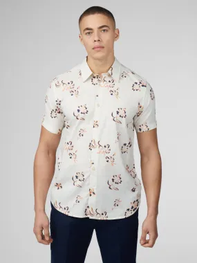 Signature Linear Floral Print Shirt - Ivory