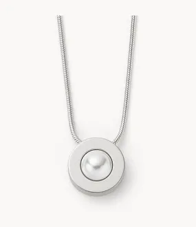 Skagen Agnethe Pearl Silver-Tone Pendant Necklace SKJ0792040