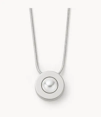 Skagen Agnethe Pearl Silver-Tone Pendant Necklace SKJ0792040