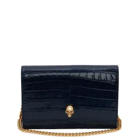 Skull Mini Bag Croc, Navy (G)