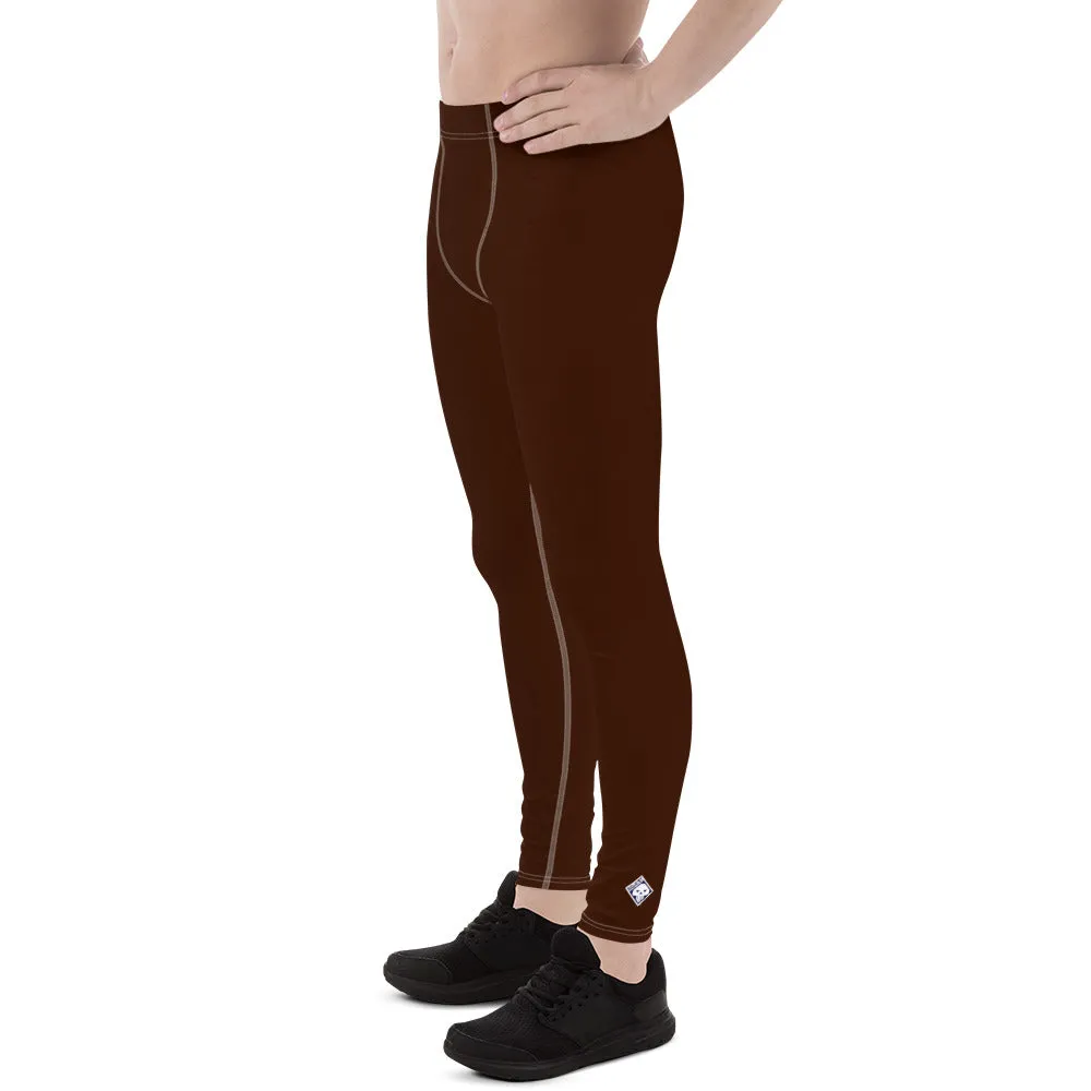 Sleek Silhouette: Men's Solid Color Yoga Pants Leggings - Chocolate