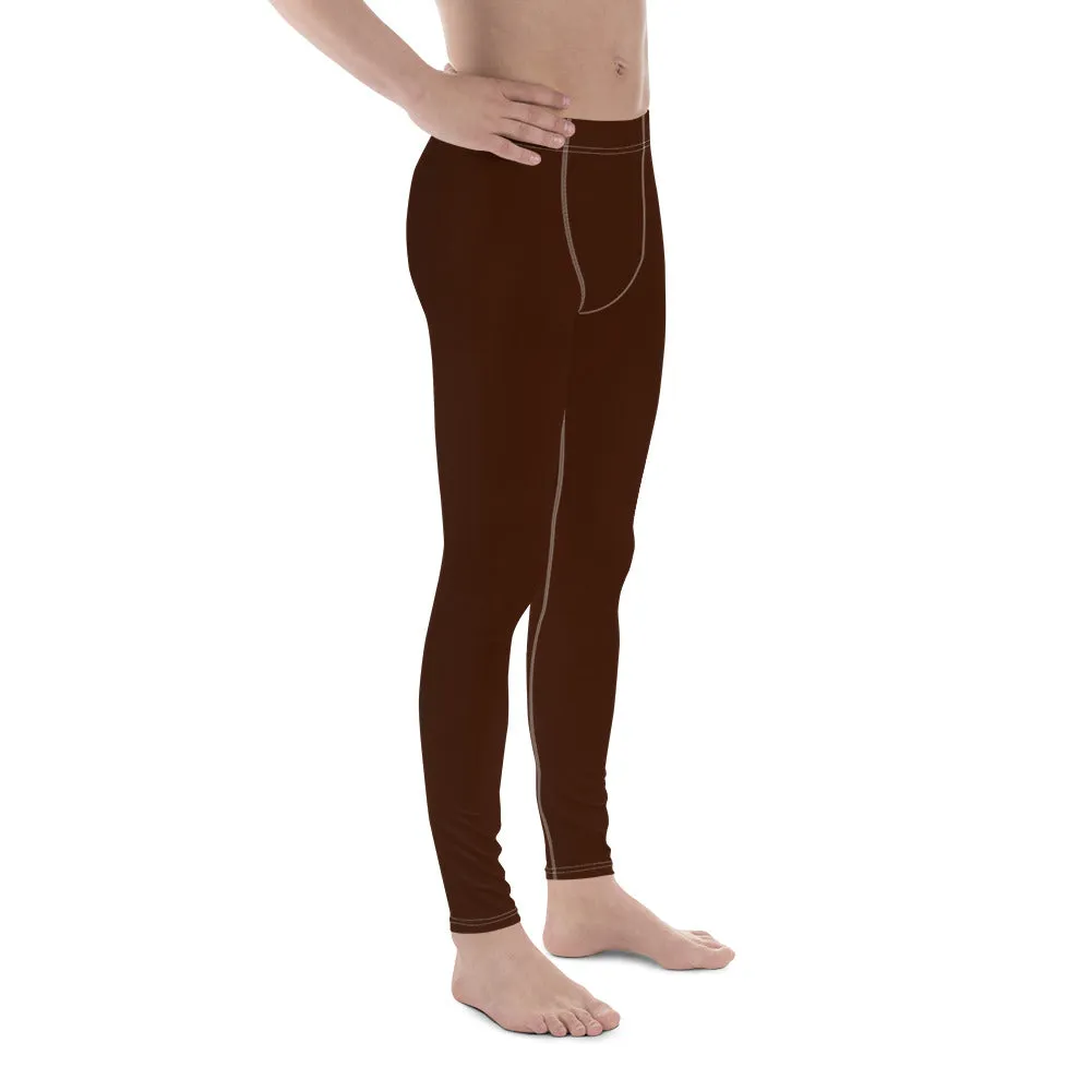 Sleek Silhouette: Men's Solid Color Yoga Pants Leggings - Chocolate