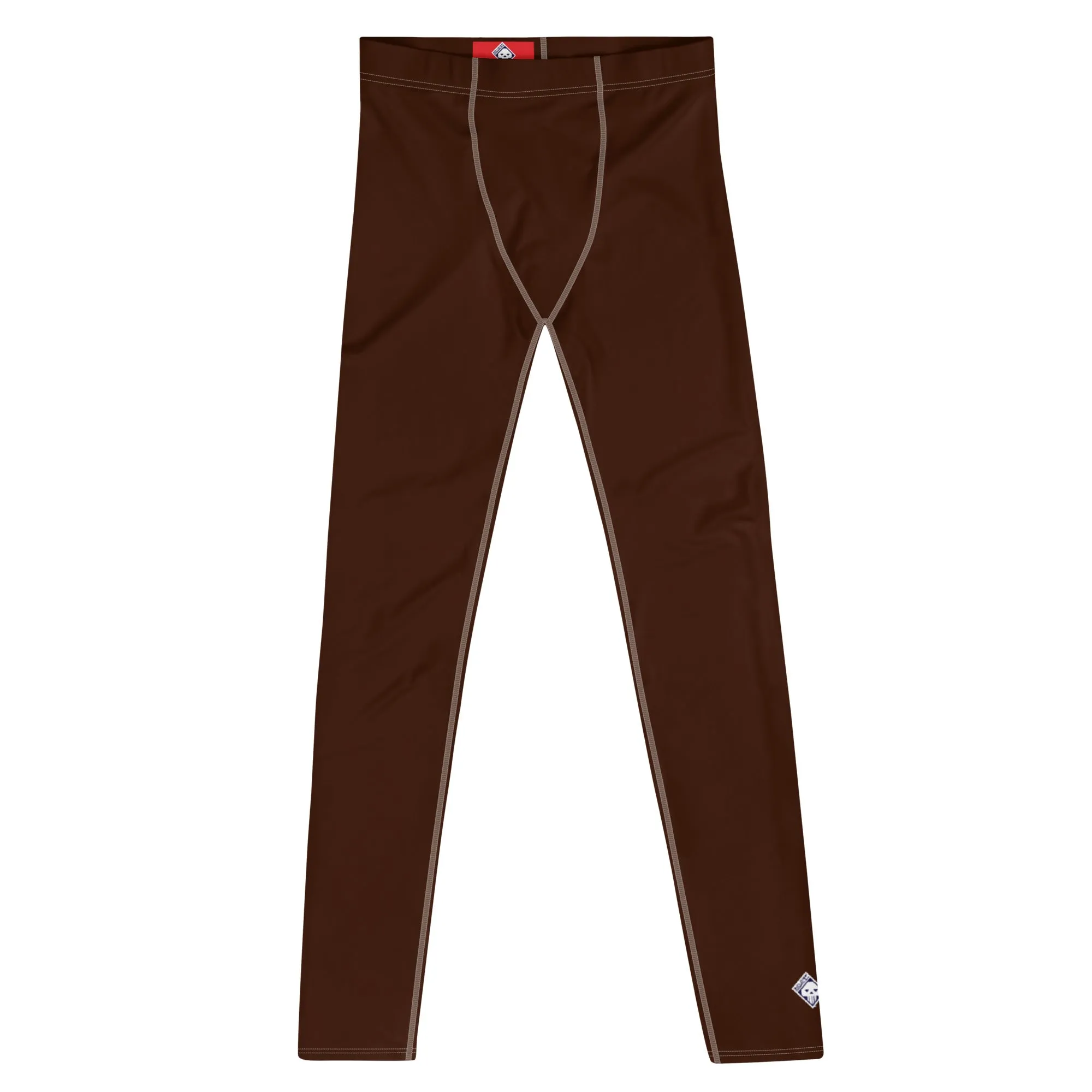 Sleek Silhouette: Men's Solid Color Yoga Pants Leggings - Chocolate