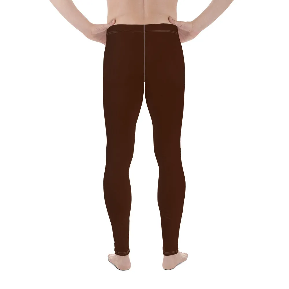 Sleek Silhouette: Men's Solid Color Yoga Pants Leggings - Chocolate