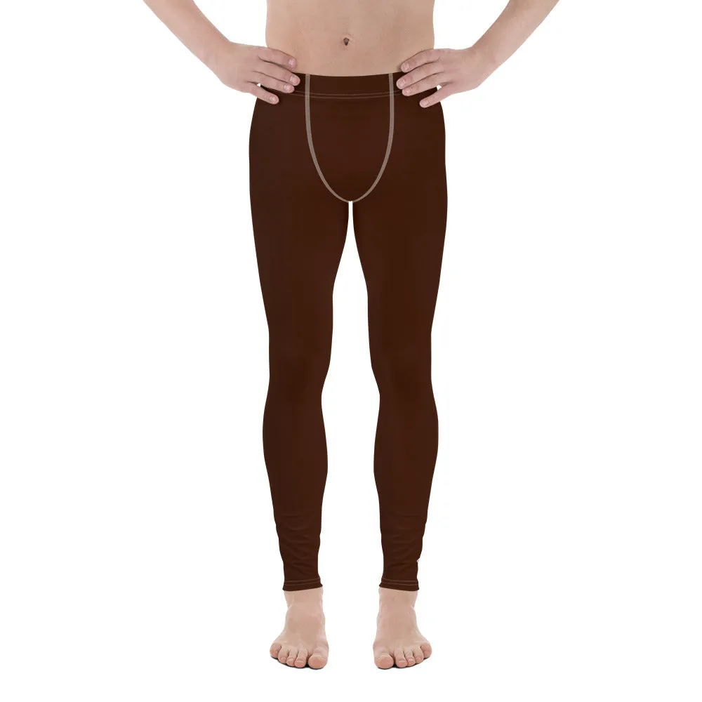 Sleek Silhouette: Men's Solid Color Yoga Pants Leggings - Chocolate