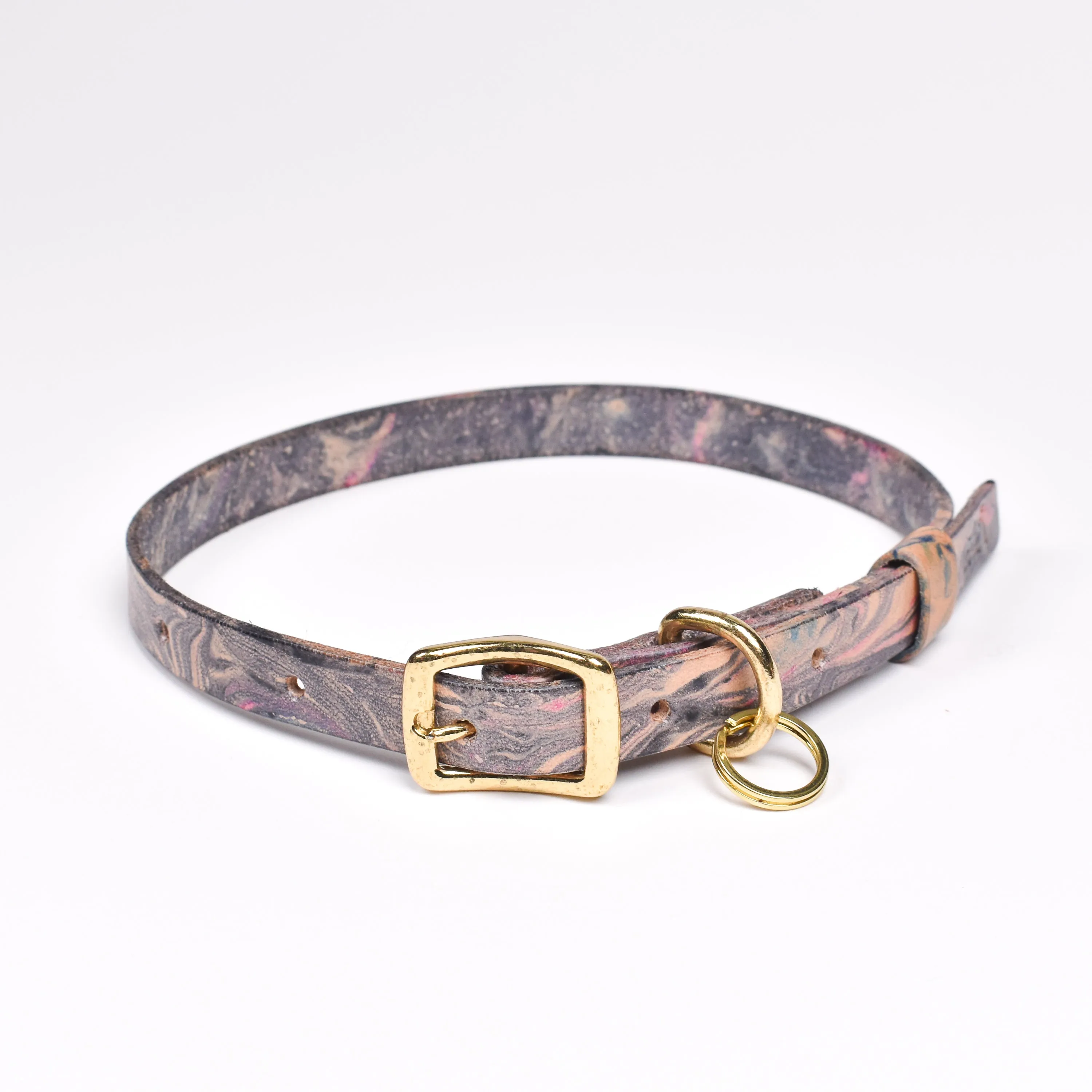 Small Pet Collar • Marbled Leather