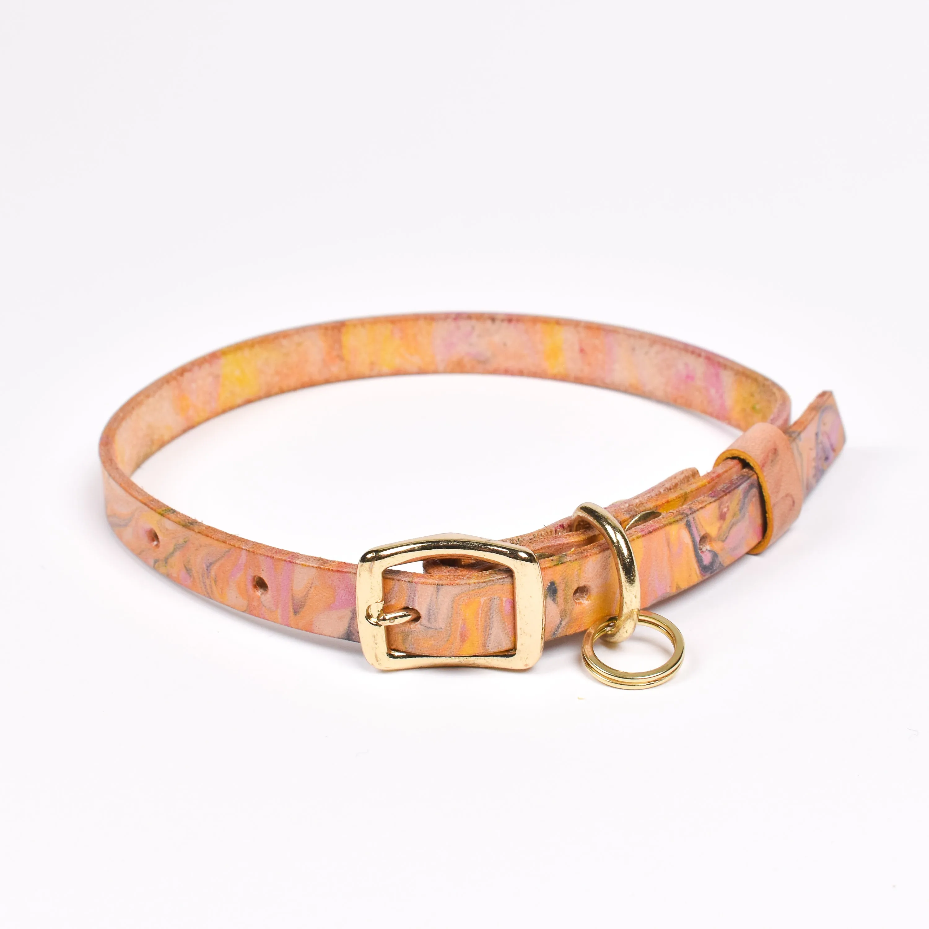 Small Pet Collar • Marbled Leather