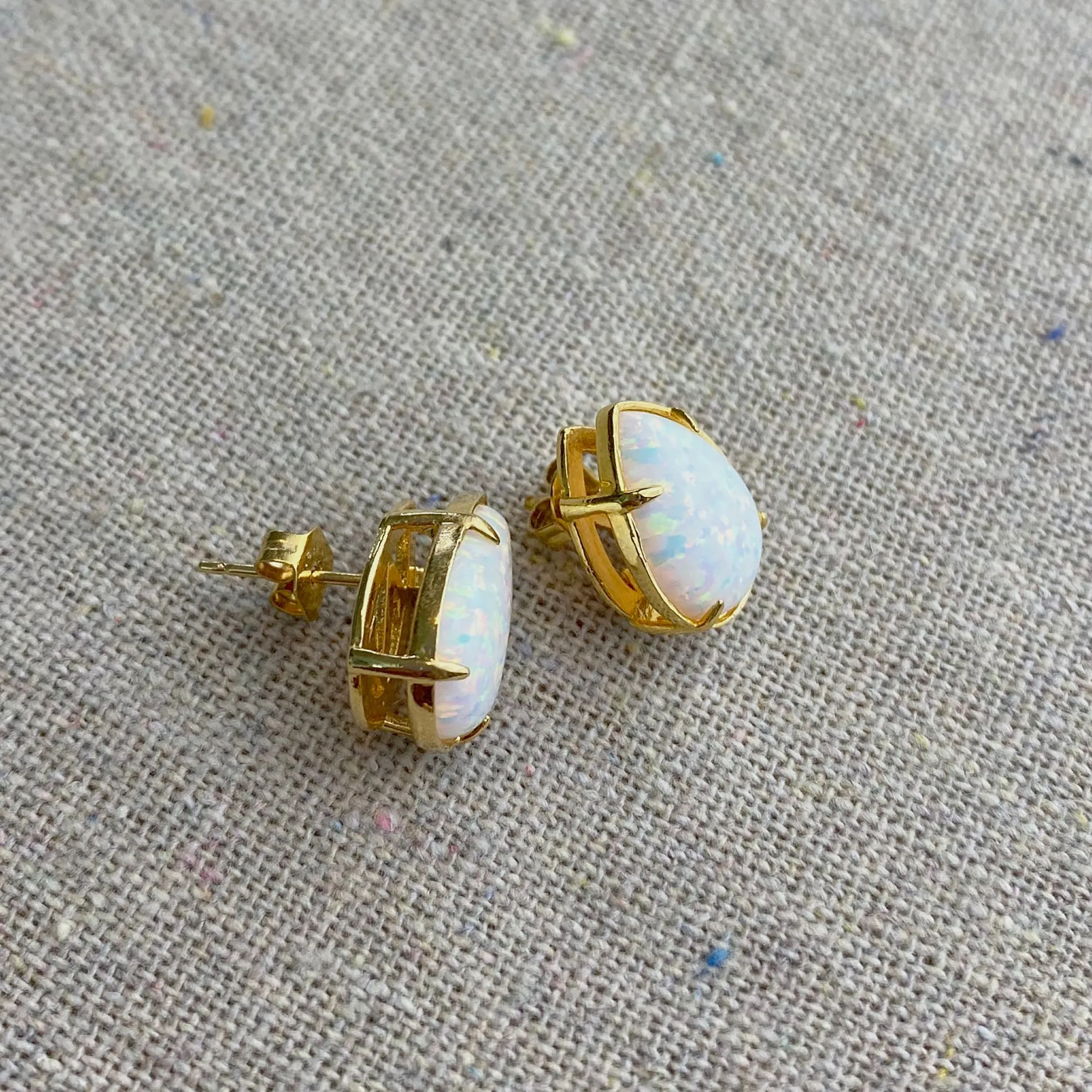 Snow Opal Post Earrings